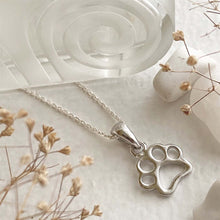 Load image into Gallery viewer, &quot;Paws&quot; Paw Print Pendant Necklace In Sterling Silver
